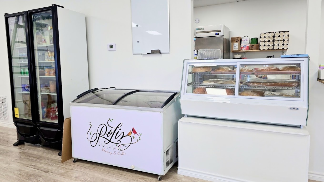 Bakery counter and display case at ROLIZ